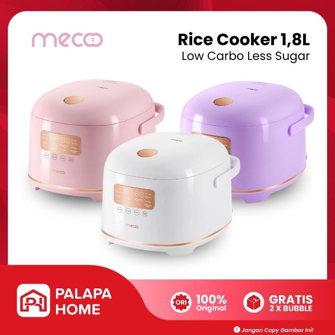 NEW Rice Cooker Mecco Low Carbo Sugar Watt 1.8 Liter Mejikom Mecoo Meco