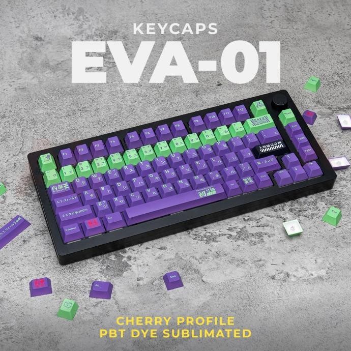TERBARU - EVA-01 Evangelion PBT Dye Sub Keycaps