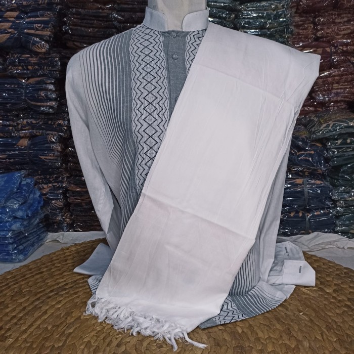 terbaik SORBAN MOTIF KASHMIRI PANJANG 2 METER BAHAN RAYON LEMBUT DAN ADEM - Putih DA24