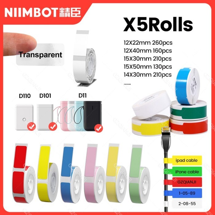 

Niimbot D110 D101 D11 Kertas label termal kertas kabel rumah tangga