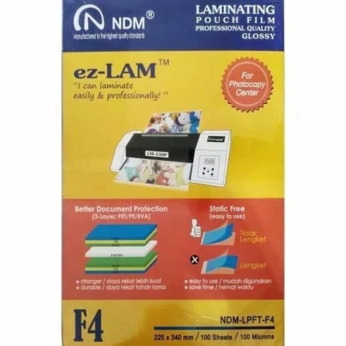 

plastik laminating glossy folio ( F4 ) isi 100 lbr