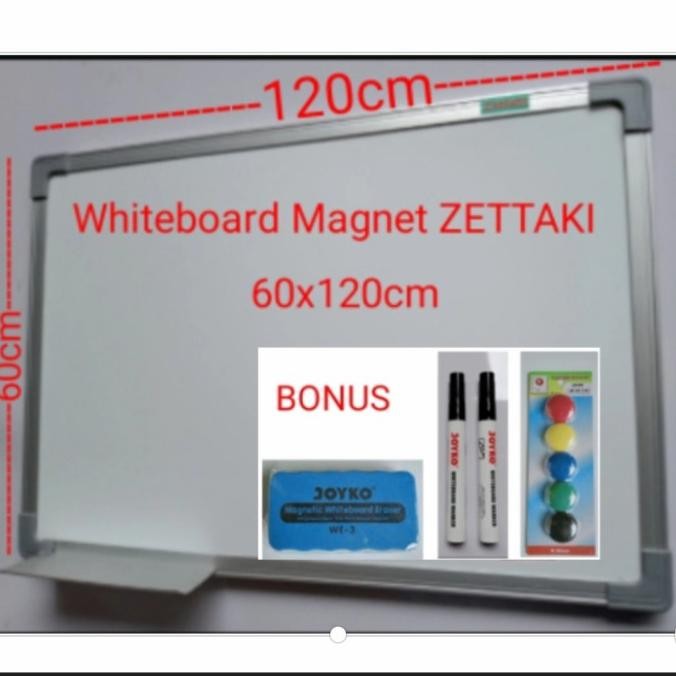 

TERBARU - Papan tulis magnet whiteboard gantung single face ZETTAKI 60x120cm