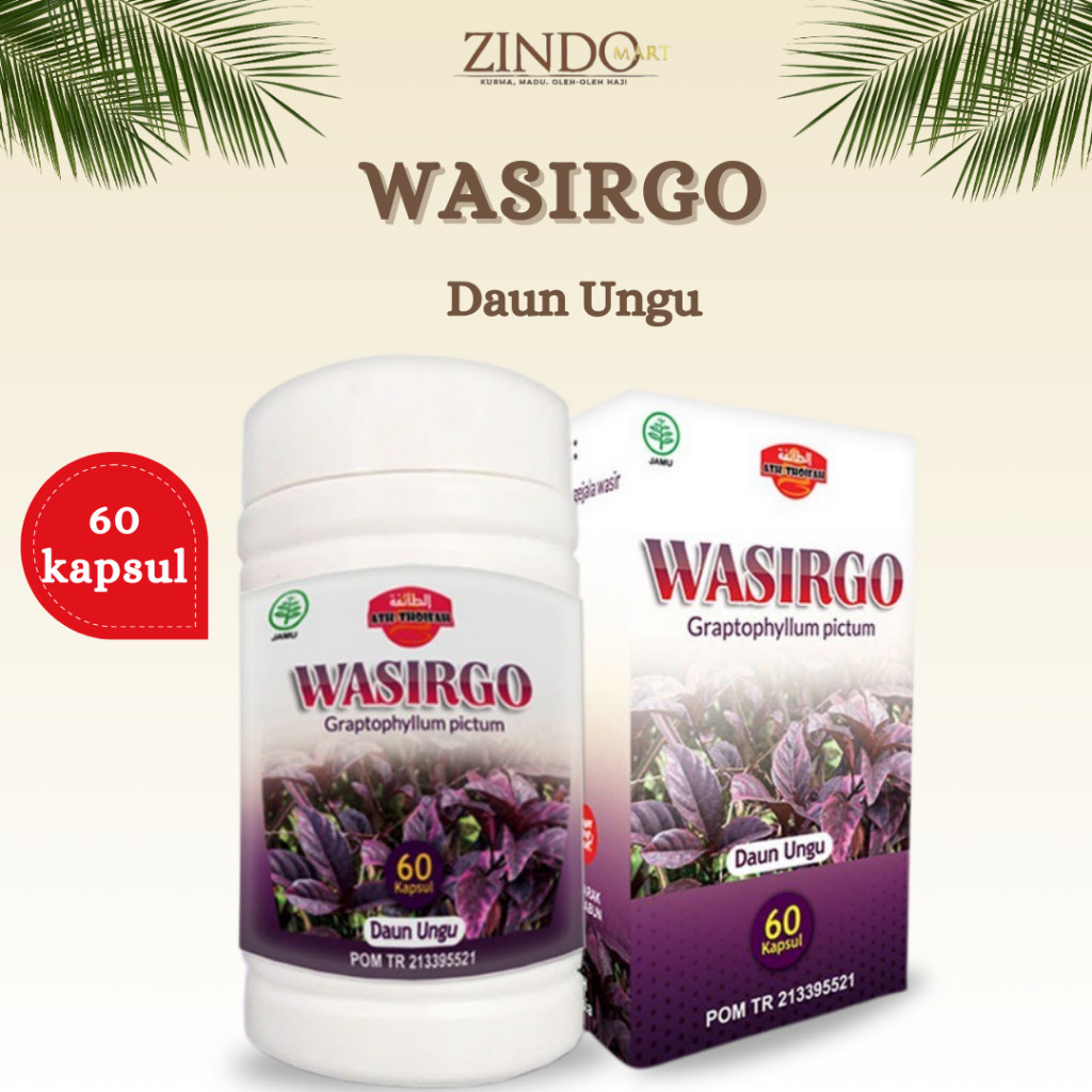 

WASIRGO DAUN UNGU 60 KAPSUL HERBAL OBAT WASIR/AMBIEN ATH THOIFAH