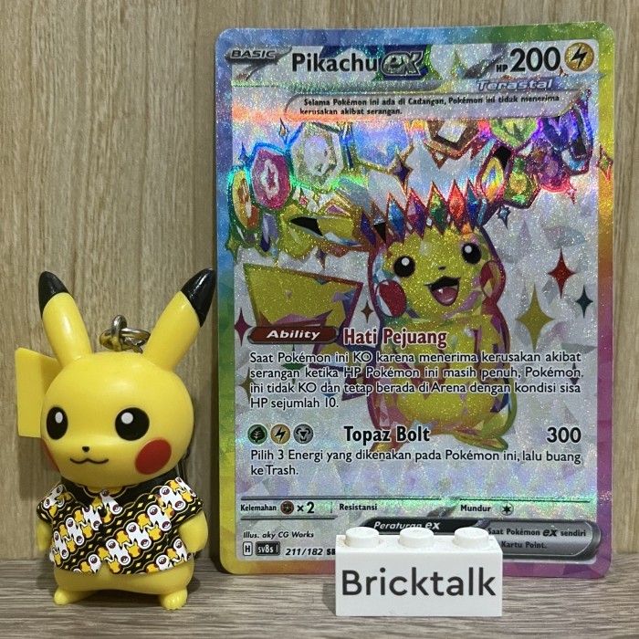 Kartu Pokemon TCG sv8s Pikachu ex SR Terastal 211/182 Kilat Mengkilap, Kilat Rasi Trading Card Game