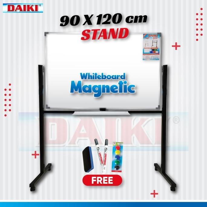 

TERBARU - Whiteboard / Papan Tulis Magnet DAIKI Single Face stand Uk 90x120 Cm