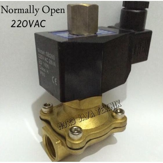 Solenoid Valve Normally Open 1/2" 220Vac Brass Electric Valve