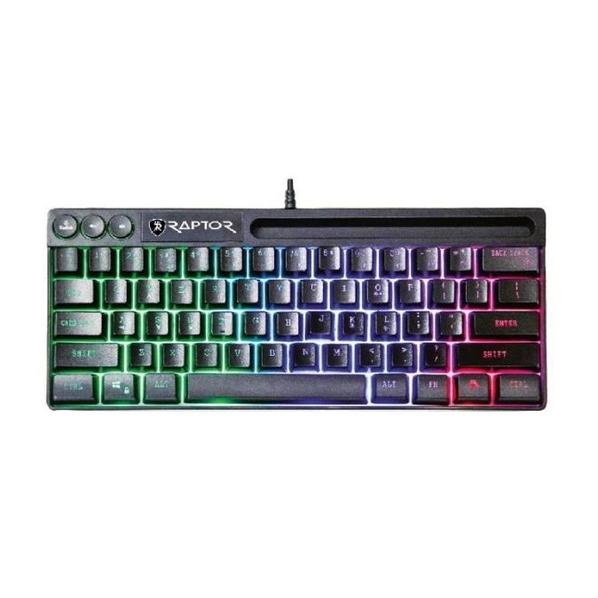 Keyboard - Keyboard Wired Membrane 60%/61 Keys Rainbow Backlight Raptor 61KB