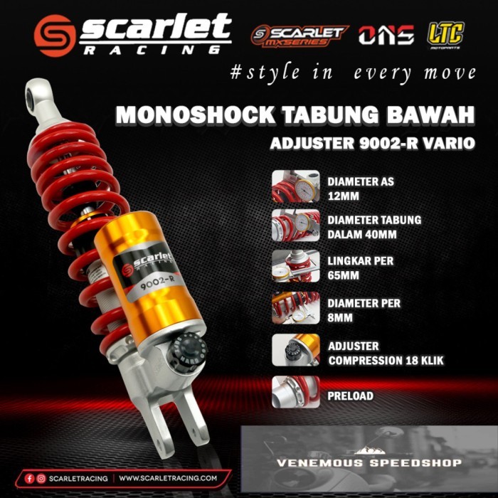 Shock Shockbreaker Scarlet Racing Tabung Bawah Matic Vario125/150 Adju