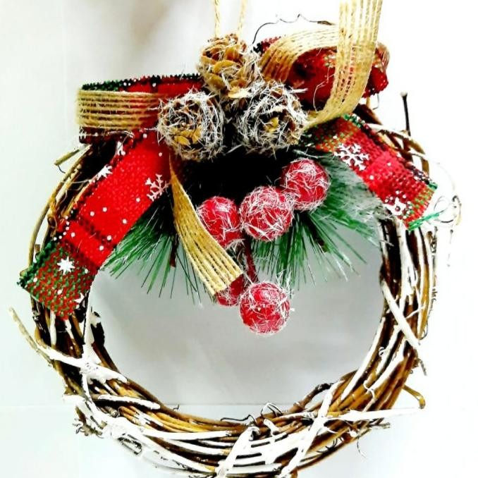 Krans Ranting Natal Kecil D 13Cm Hiasan Christmas Wreath Murah Dekor Terbaik