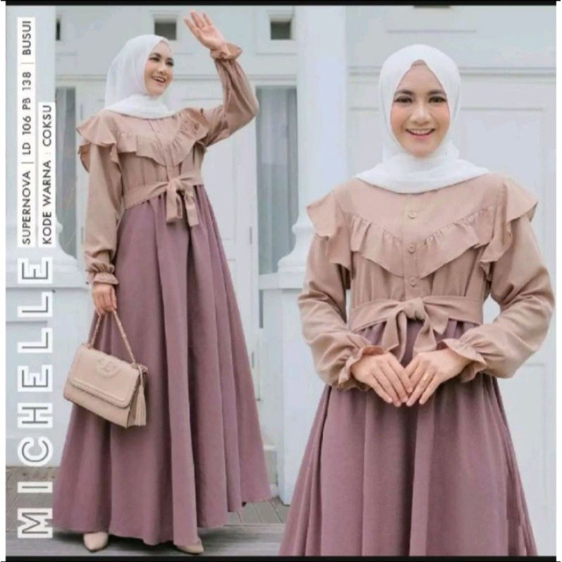 Hamis Gaun Gamis Modern Adem Ganis Premium Mewah Lebaran Gmis Ibu Ibu Pengajian Games Perempuan Dres