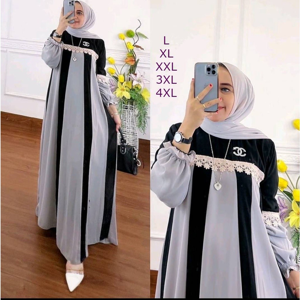 Gaun Gamis Modern Adem Ganis Premium Mewah Lebaran Gmis Ibu Ibu Pengajian Games Perempuan Dress Pest