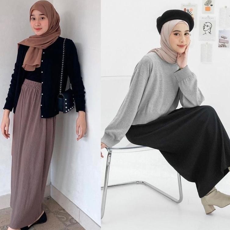 Rok Span Plisket Panjang Lidi Lurus