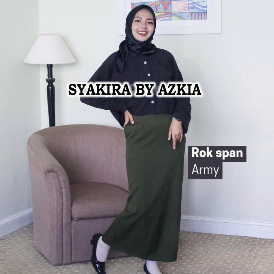 Rok Kerja Span Syakira Warna Army-Maroon-U Jeans-Putih-Tosca-Ungu Tua-Brand Syakira By Azkia Collect