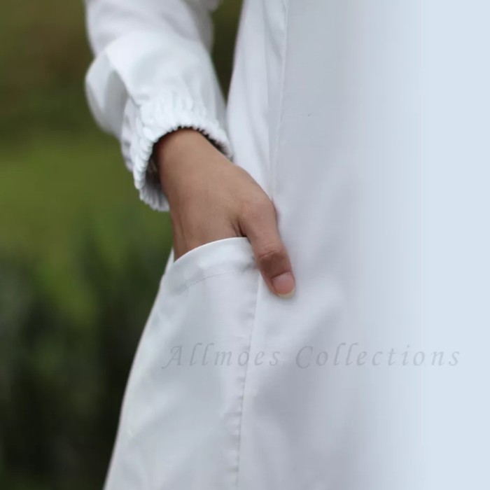 New Gamis Putih Wanita Manasik Haji dan Umroh Bahan Toyobo Asli Premium - Putih Polos, S