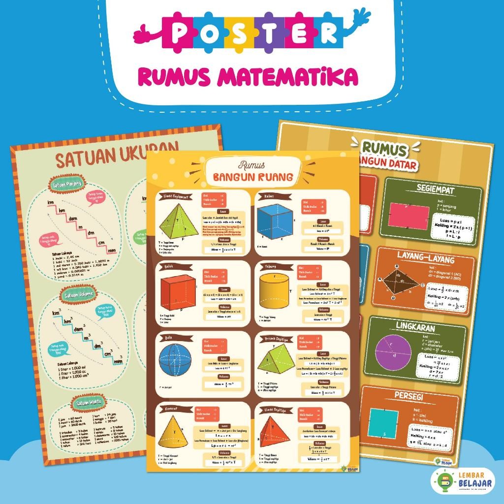 

Adaajaa Poster Belajar Rumus Bangun Datar - Rumus Bangun Ruang - Satuan Matermatika ZU673BERKUALITAS