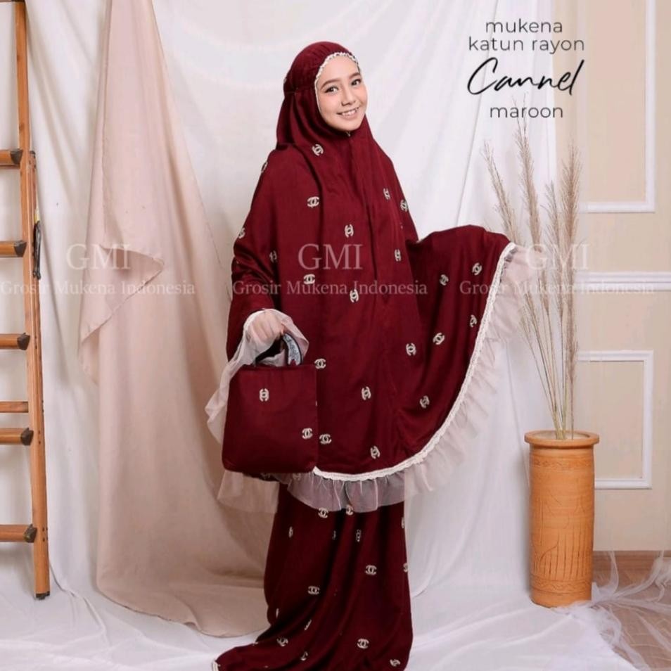 Butik.Azzahra88 Mukena Dewasa Chenel Mukena Motif Bordir Renda Tile