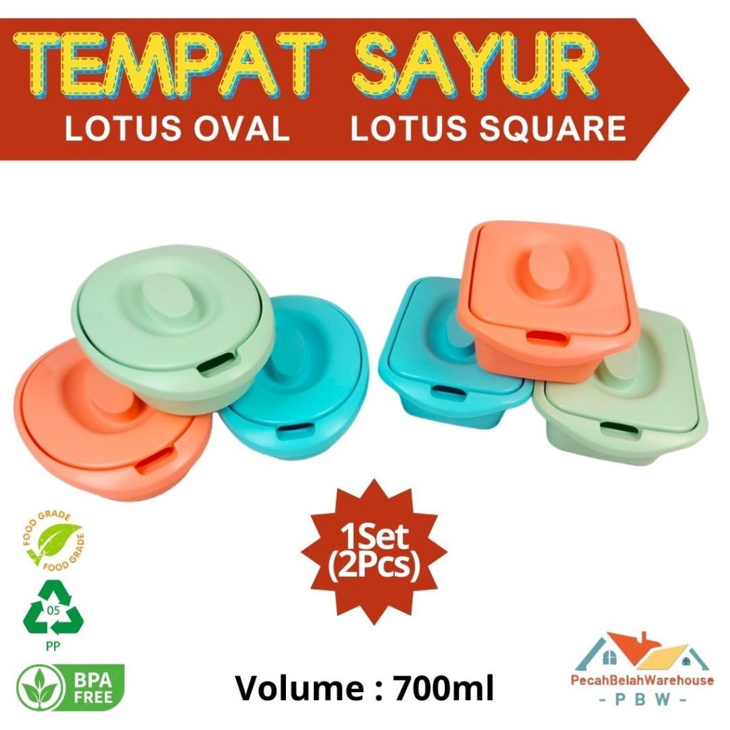 Adaajaa Tempat Sayur 1 SET ISI 2 Lotus Calista / Lotus Square Lotus Oval / Tempat Saji Makanan /
