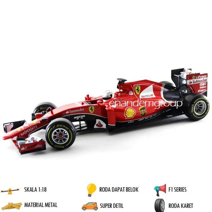 Bburago Diecast Miniatur Mobil Ferrari Formula 1 SF15T S.Vettle