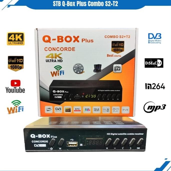 Q-Box Set Top Box Digital Combo Dvb S2 + T2 Super Hd Bisa Parabola