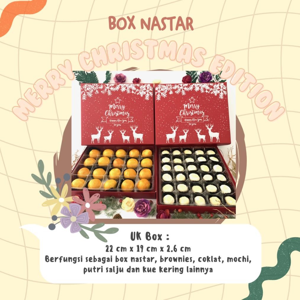 

nos (10set) box packaging edisi merry christmas 20 / 30 holes box hampers kotak hadiah box hadiah packaging kue box kue kering tempat penyimpanan kue hampers natal hadiah natal