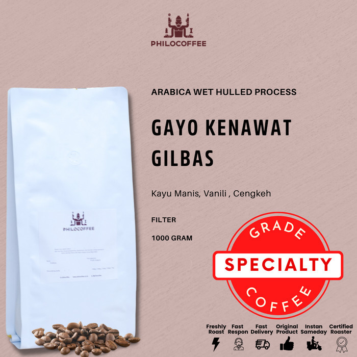 

Biji Kopi Arabika Gayo Kenawat Gilbas 1Kg Wet Process Wet Hulled