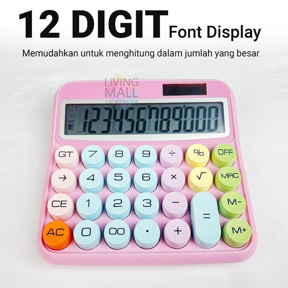 

Kalkulator Lucu Warna Warni El Korea 12 Digit Display Besar / Dual Power Supply Kalkulator Dx-8866