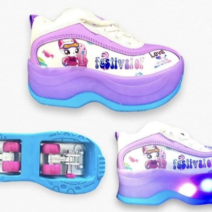 Sepatu Roda Anak Karakter Frozen / Sepatu Roda 4 Led