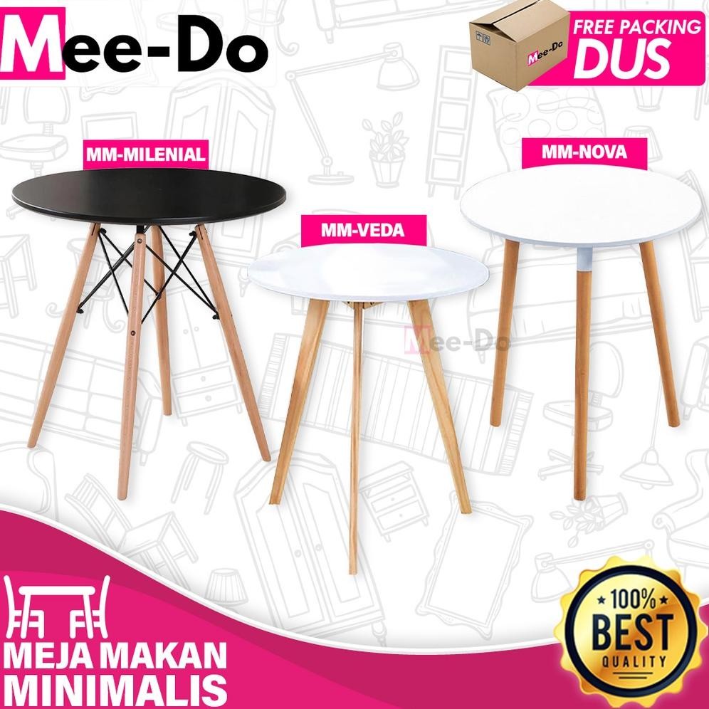 Meja Makan Cafe Kayu Bulat Minimalis