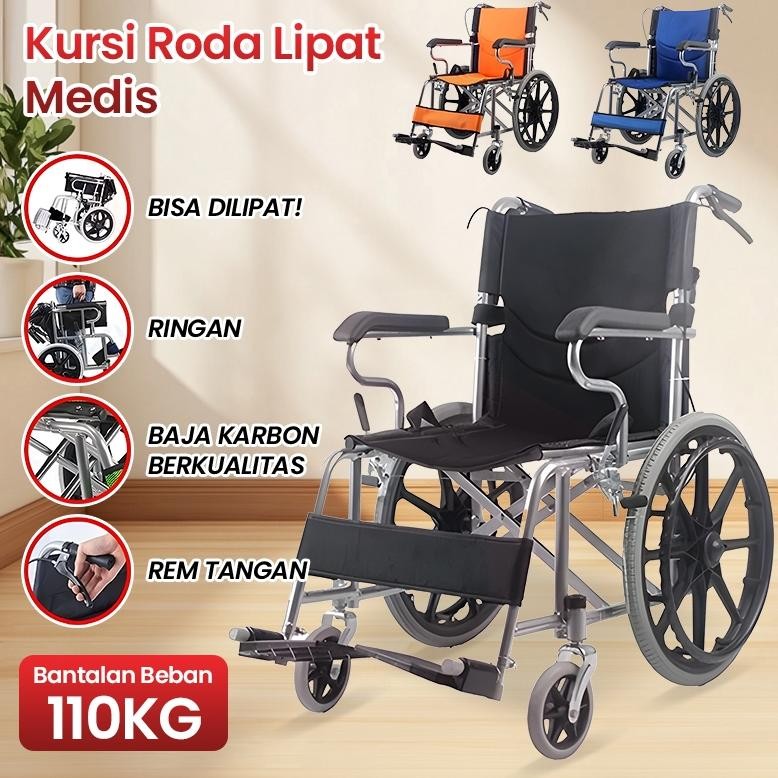 kursi Roda medis Aluminium Lipat Kursi Roda baru 100% Living Kursi Roda Portable Traveling Lipat Kur
