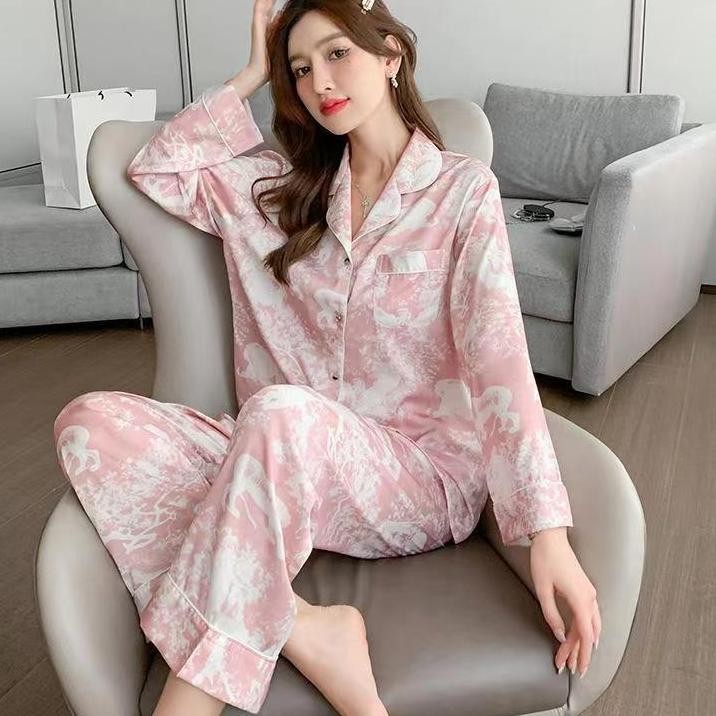 One Set Baju Tidur Piyama Wanita Lengan Panjang Dewasa Baju Piyama Wanita Setelan Pakaian Rumah Wani