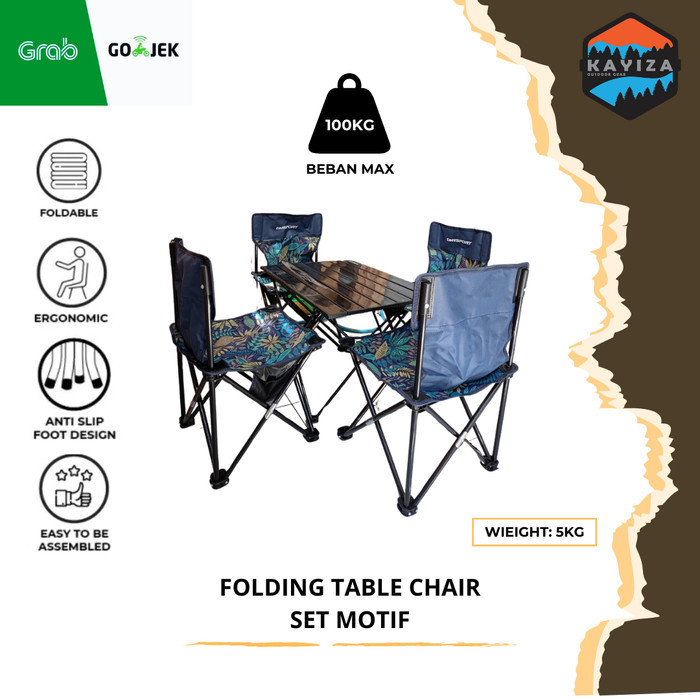 meja kursi set camping outdoor - folding table chair set