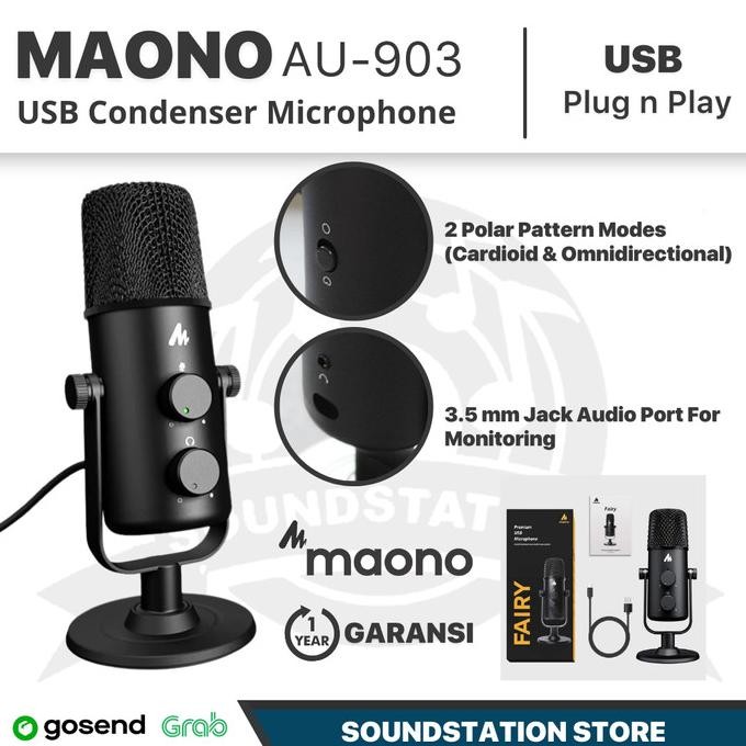 ready maono au 903 / au903 usb condenser microphone podcast recording live