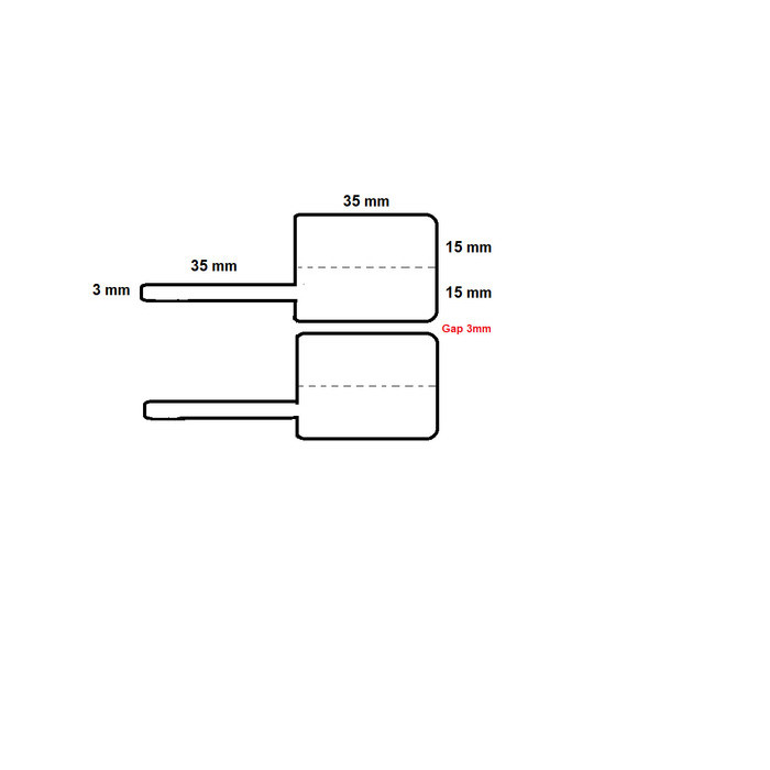 

Yupo perhiasan 70mm(35+35) x 30mm (15+15) 1 Line 1000pcs Gap 3mm