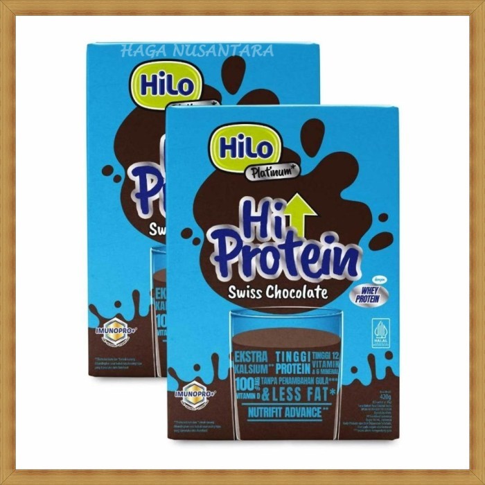 

Twin Pack (2 box) - HiLo Platinum Hi Protein Swiss Chocolate Coklat 420 gram