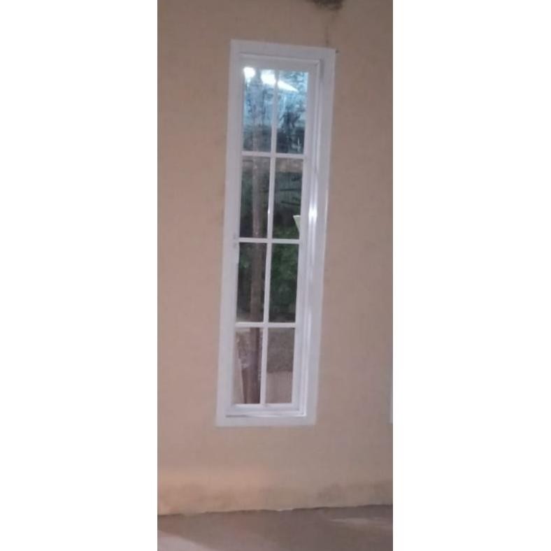 RK JAYA ALUMUNIUM jendela +kusen aluminium L40xT160 model ornamen 3inci kaca 5mm tersedia warna puti