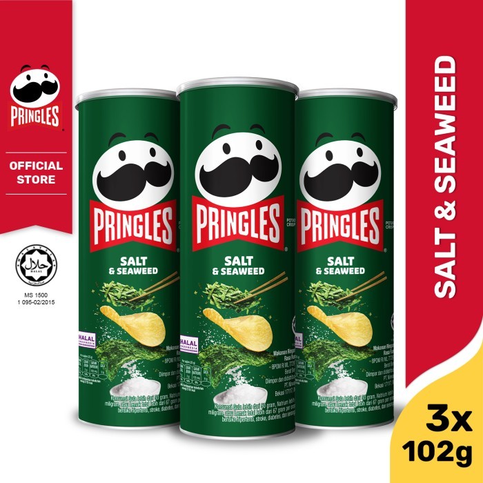 

[BUNDLE 3pcs] Pringles Salt & Seaweed Keripik 102gr