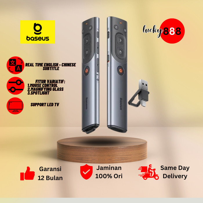 Laser Pointer Baseus Spotlight Digital Wireless Presenter Laser Pointer Untuk TV LED Air Mouse