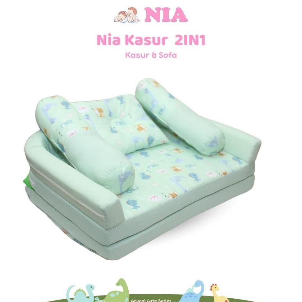 Kasur Bayi Lipat 2In1 Bisa Jadi Sofa Motif Dino Series Kelambu