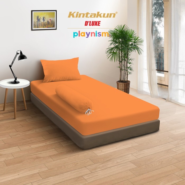 Sprei Kintakun D’LUXE Sprei Polos Aesthetic Playnism 90 / 100 / 120 - Tangerine, 120 x 200 polos ter