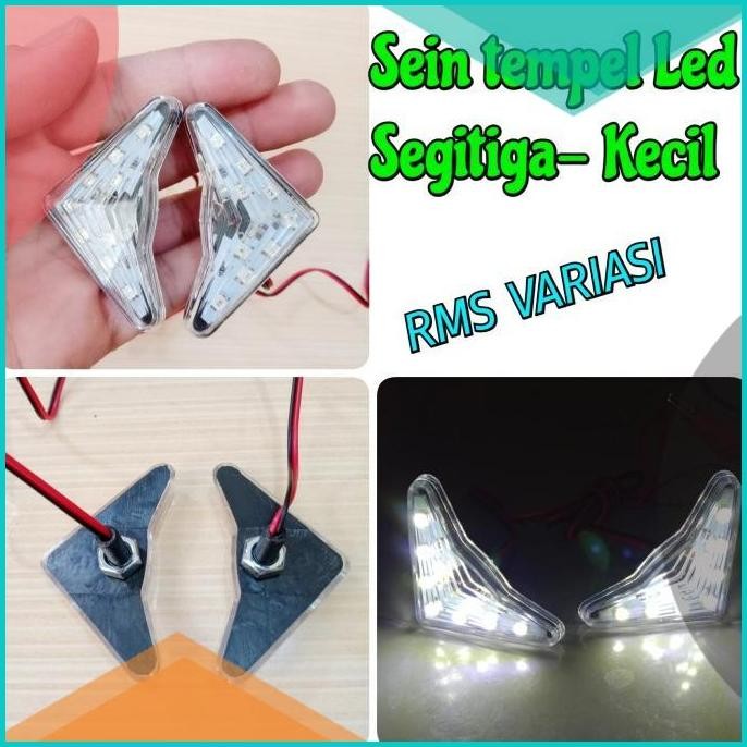 Lampu sen/sein tempel LED segitiga kecil ( nyala PUTIH ) 11OKTZ4 perka