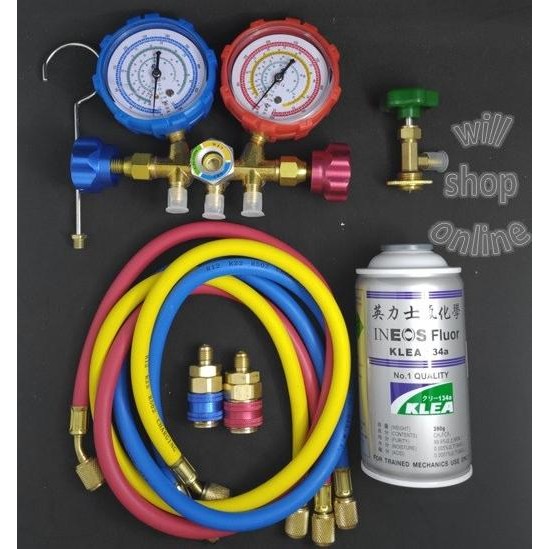 Paket Alat Pengisian Freon Ac Mobil Kulkas Komplit Manifold Double Original Dan Terpercaya