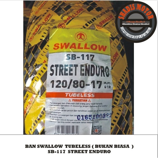 Ban Swallow Tubeless SB-117 Street Enduro 120/80 Ring 17