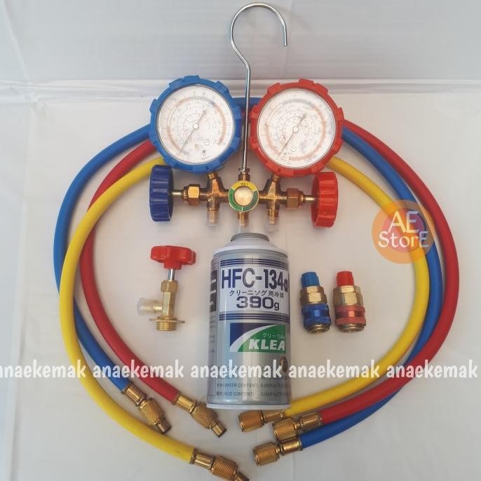 1St Paket Lengkap Alat Isi Ulang Double Manifold Tambah Freon Ac Mobil Original Dan Terpercaya