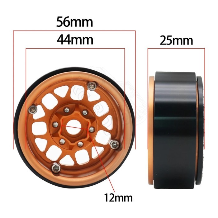 TERBATAS 1/10 RC Crawler Car Spare Part 1.9 Inch Metal Beadlock Wheel Hub Rim