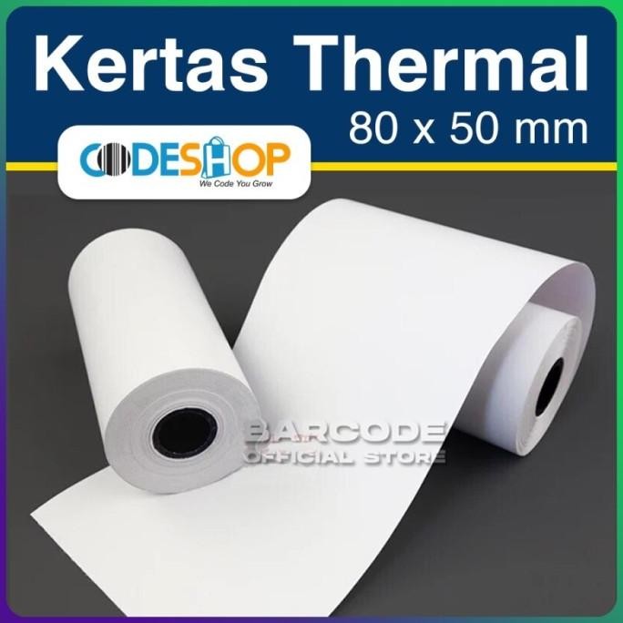 

1 SLOP KERTAS THERMAL CODESHOP 80 X 50 MM STRUK KASIR PRINTER 80MM