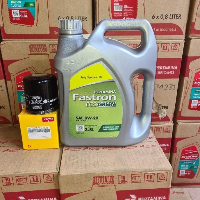 Paket Ganti Oli filter Ayla,sigra Fastron eco green SAE 0W-20 3,5 L