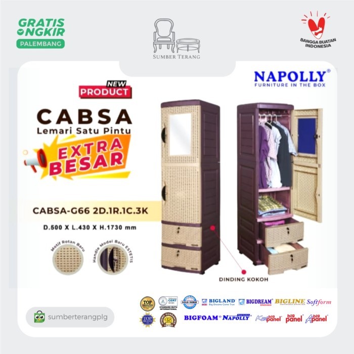 Lemari Plastik Napolly Cabsa G66 Lemari Pakaian 1 Pintu Locker Baju