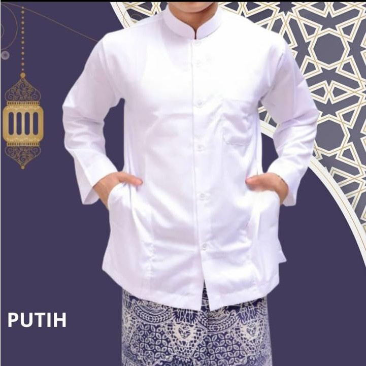 Baju koko model habaib atau haibah ammu amu warna putih polos tersedia ukuran jumbo S M L XL XXL
