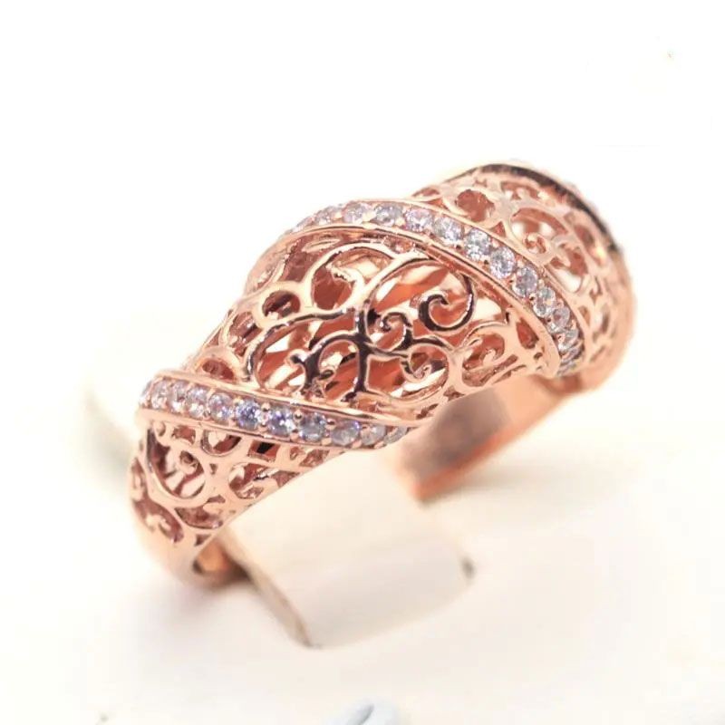 585Cincin Lingkaran Berongga Emas Ungu14K Cincin Emas Berwarna