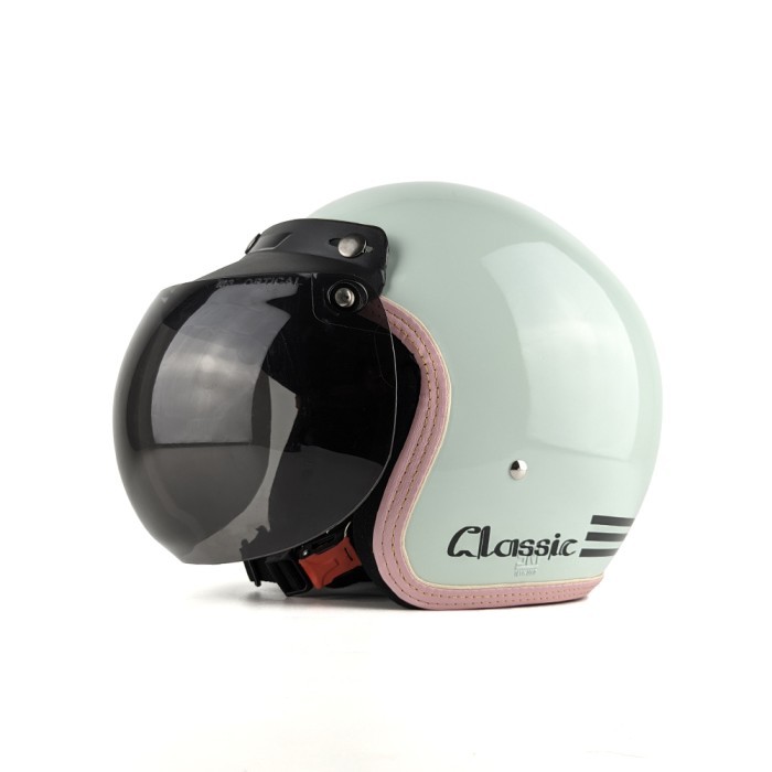 HELM PEREMPUAN DEWASA BOGO RETRO HIJAB SNI FREE KACA CEMBUNG